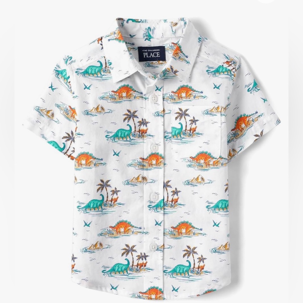 Children’s Place Dinosaur Button Down Shirt, 2T